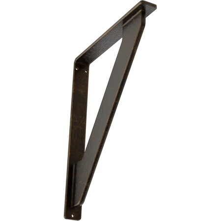 Ekena Millwork Traditional Wrought Iron Bracket, (Single center brace), Antiqued Brass 1 1/2"W x 7 1/2"D x 10"H BKTM01X07X10STRABS